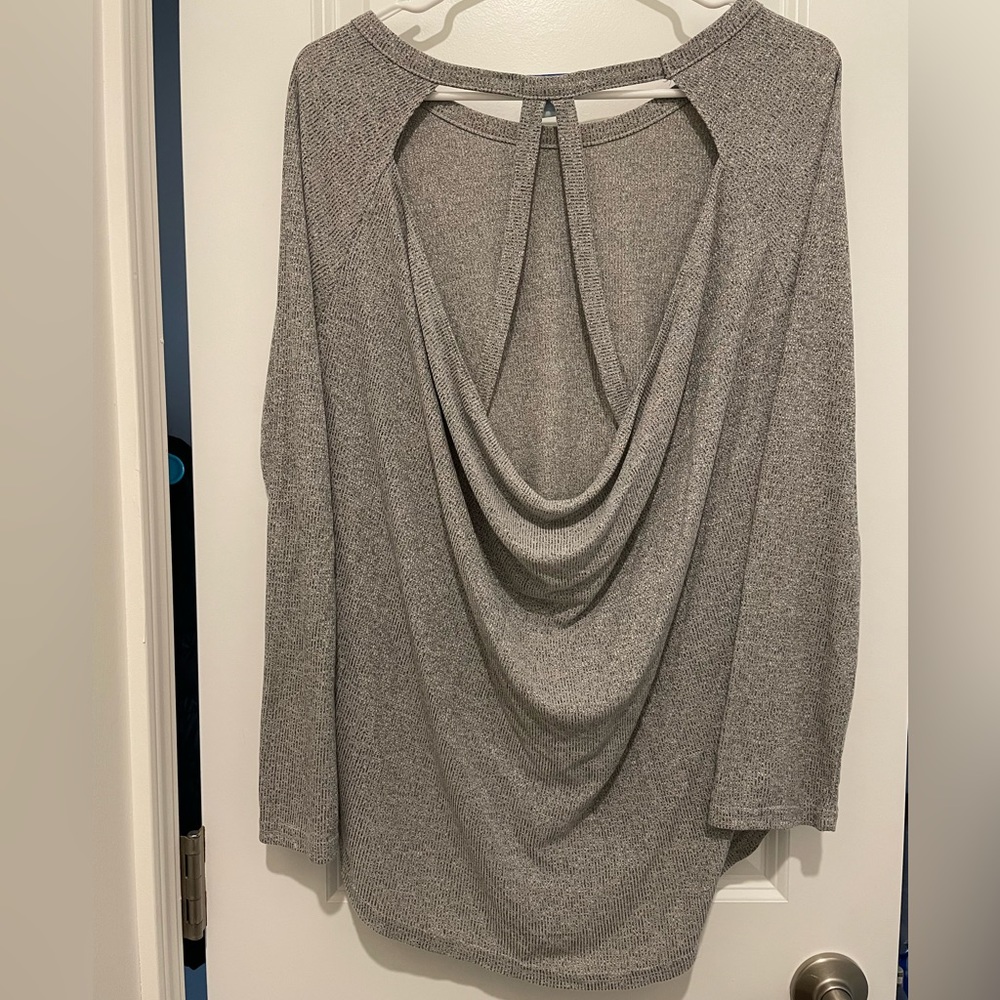 Gray open back long sleeve